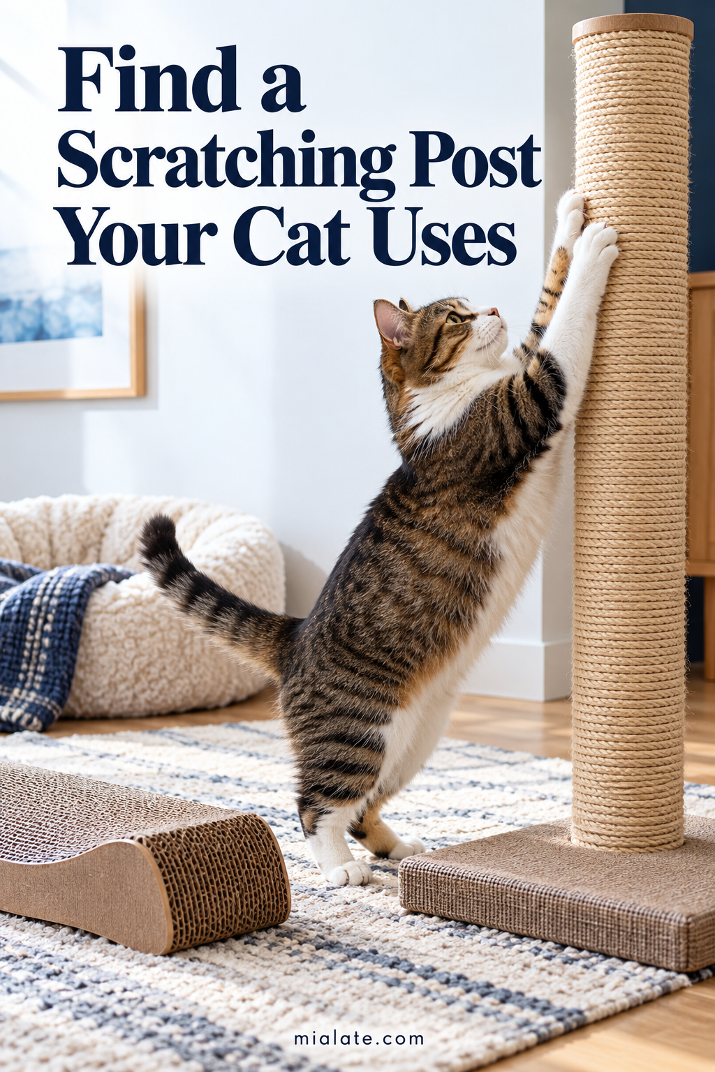 AI-created illustration for Find a Scratching Post Your Cat Uses — MiaLate