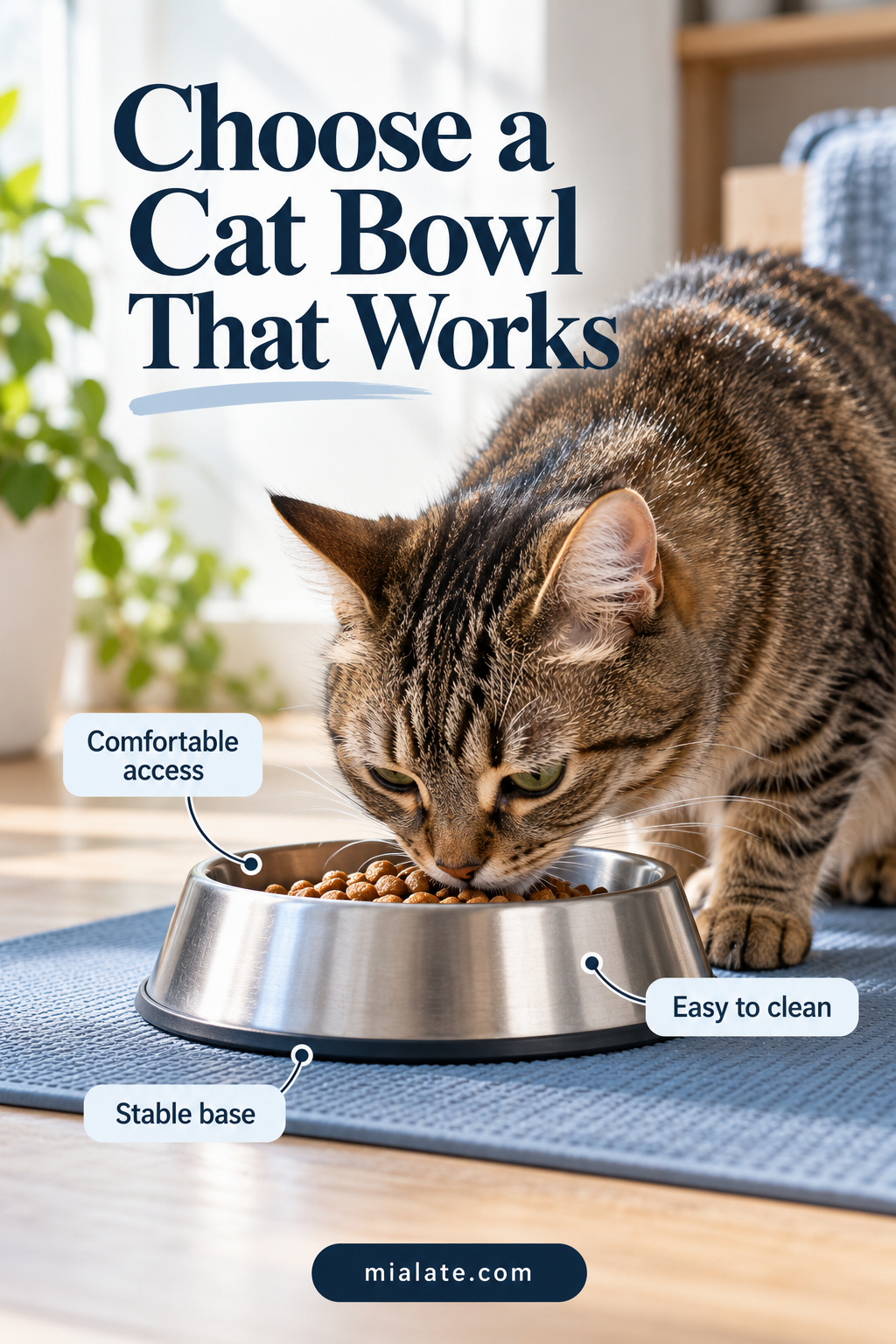 AI-created illustration for Choose a Cat Bowl That Works — MiaLate